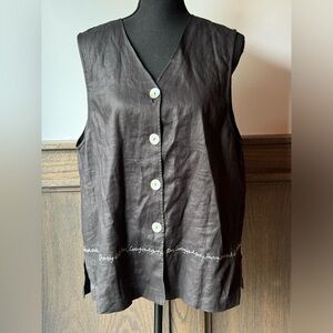 David Dart Collection vintage 100% linen embroidered vest size large